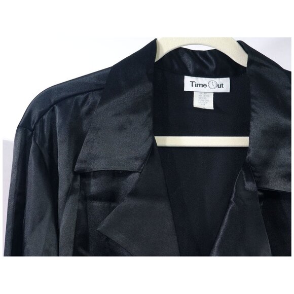 NWT Dressy Classic Black Satin Blouse 3X Button-Down Long Sleeve Cuff Time-Out - Picture 6 of 8